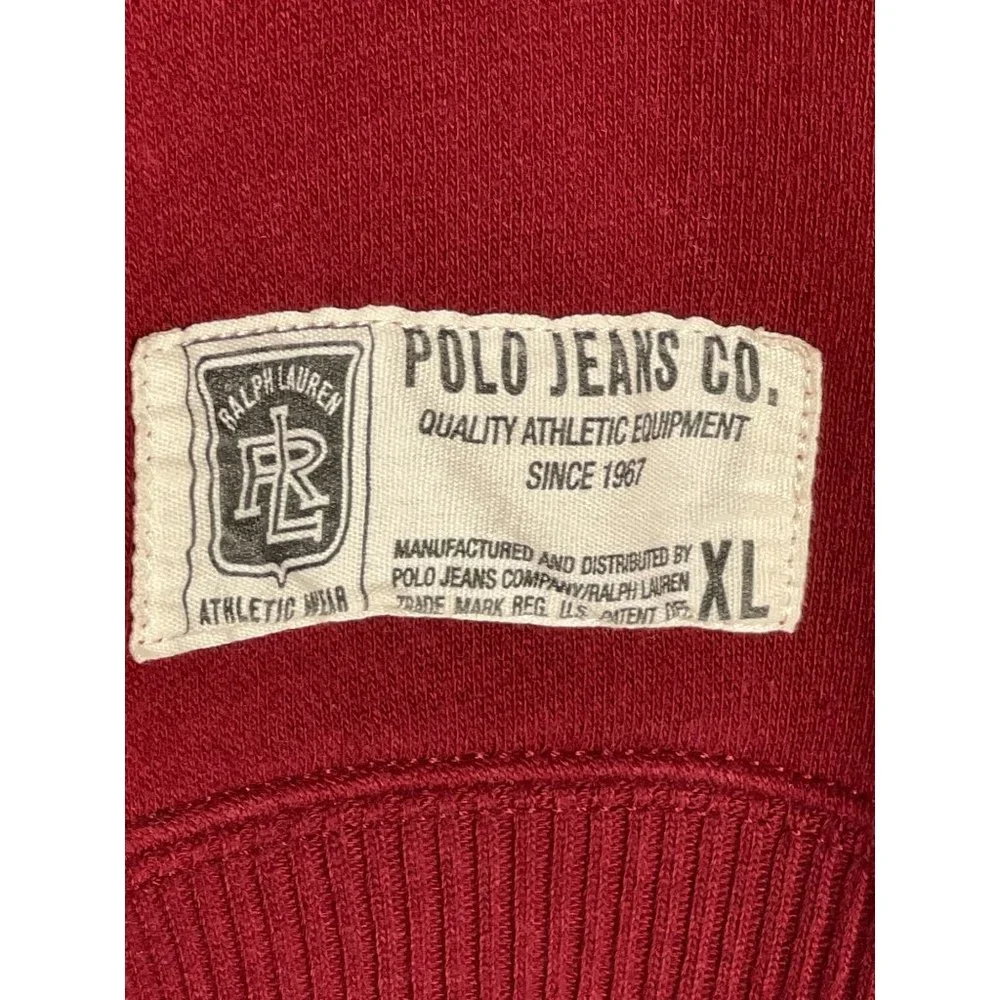 Vintage Polo Ralph Lauren Sweatshirt XL Red Crimson Varsity Track Embroidered - Picture 3 of 8